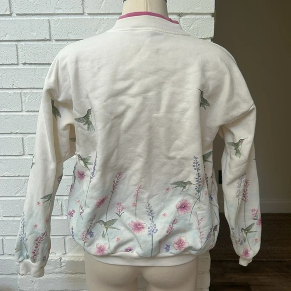 Vintage Artisans Screen Printing & Embroidery Floral Hummingbird Cardigan - Picture 8 of 14